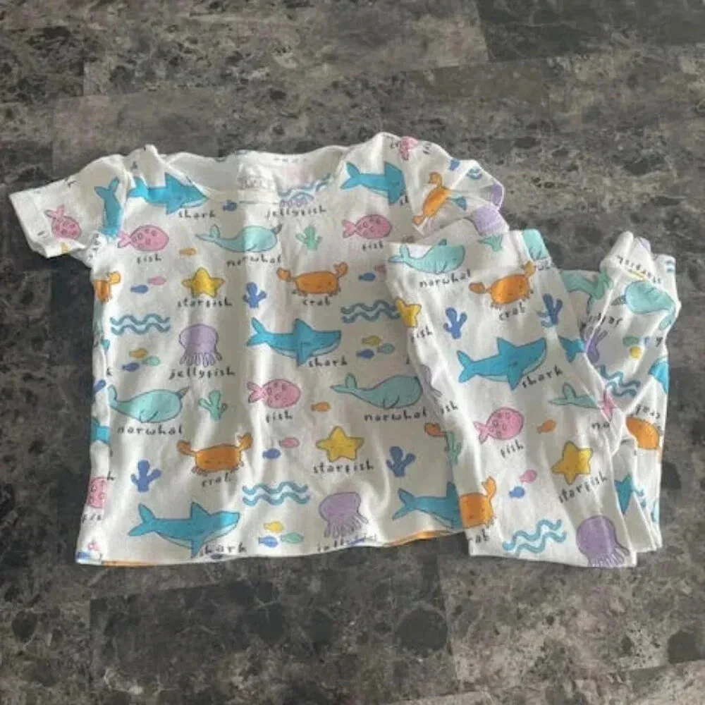 Children's Place Toddler Girls Sea Creature Snug Fit Cotton Pajamas, Size 2T